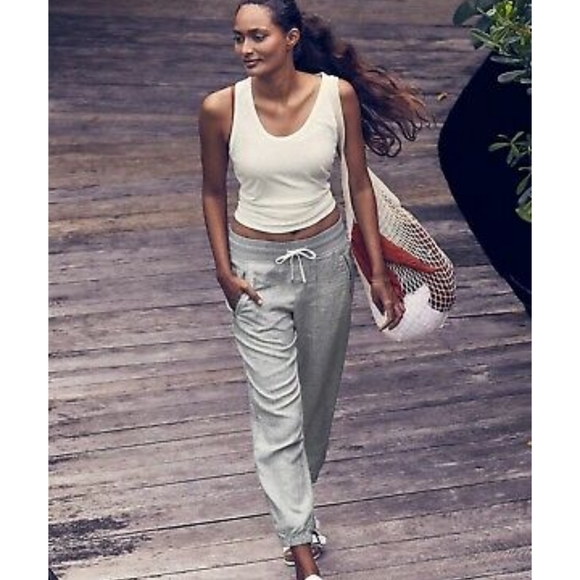 NWT! Athleta Cabo Navy linen jogger pants - Picture 2 of 3